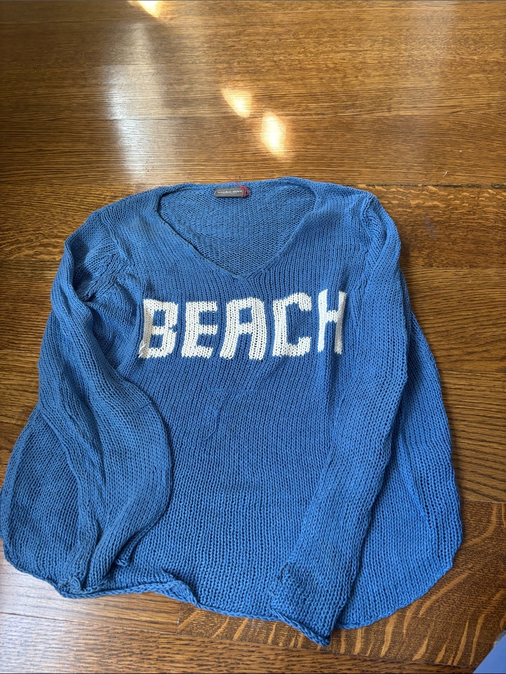Wooden Ships Beach Knit V-Neck Sweater - Blue - Picture 1 of 3